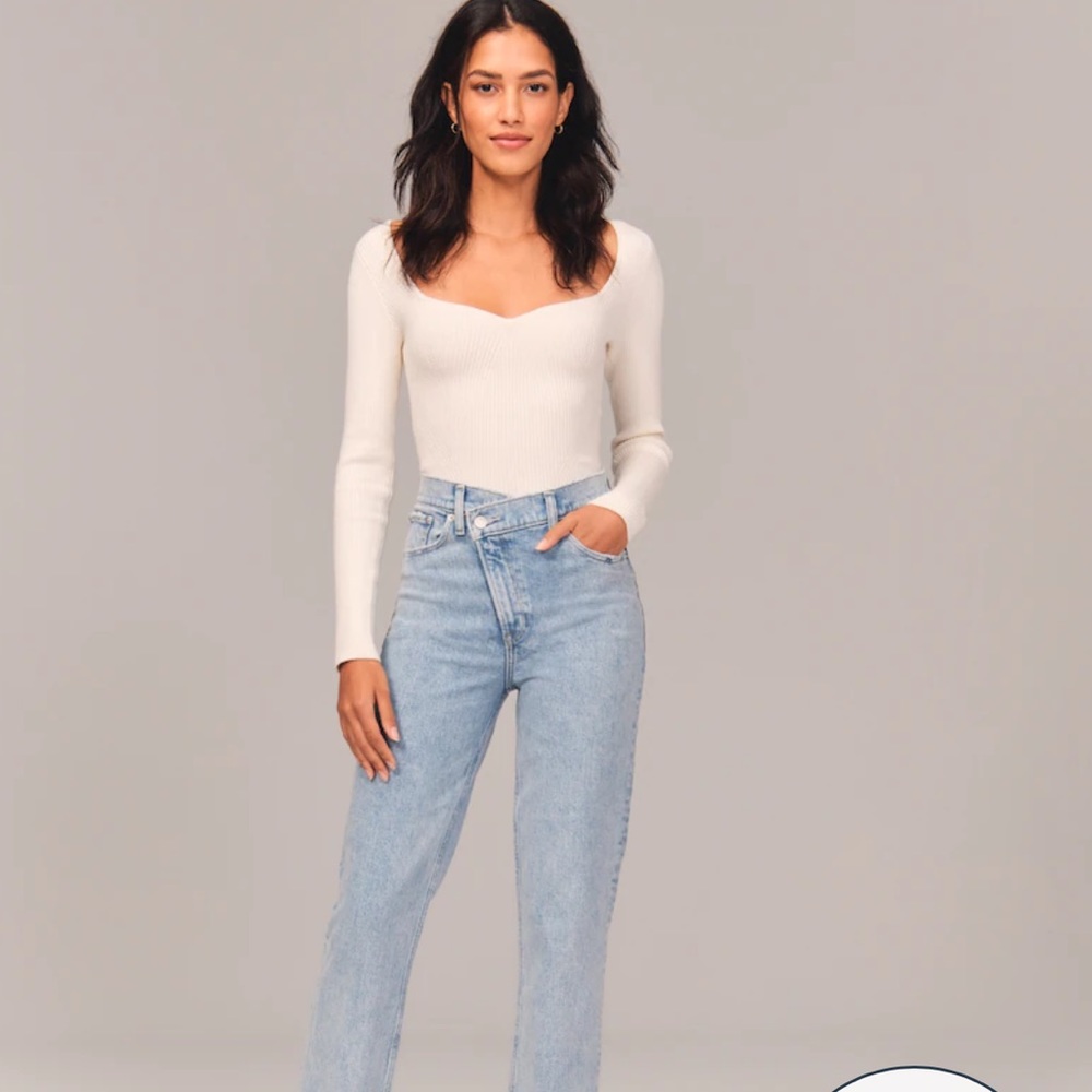 Abercrombie & Fitch Light Blue High-Rise Straight Jeans